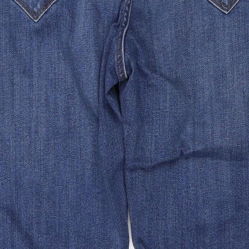 Marks and Spencer Mens Blue Cotton Straight Jeans Size 36 in L30 in Regular Zip