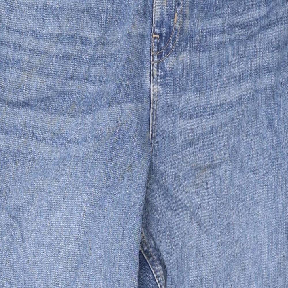 Marks and Spencer Womens Blue Cotton Mom Jeans Size 12 L27 in Regular Zip
