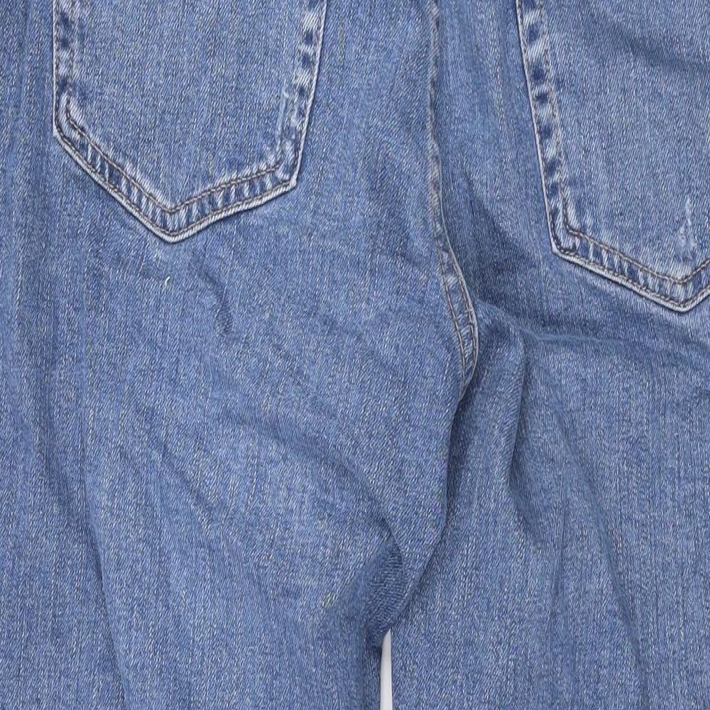 Marks and Spencer Womens Blue Cotton Mom Jeans Size 12 L27 in Regular Zip