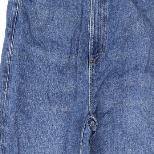Marks and Spencer Womens Blue Cotton Wide-Leg Jeans Size 10 L29 in Regular Zip