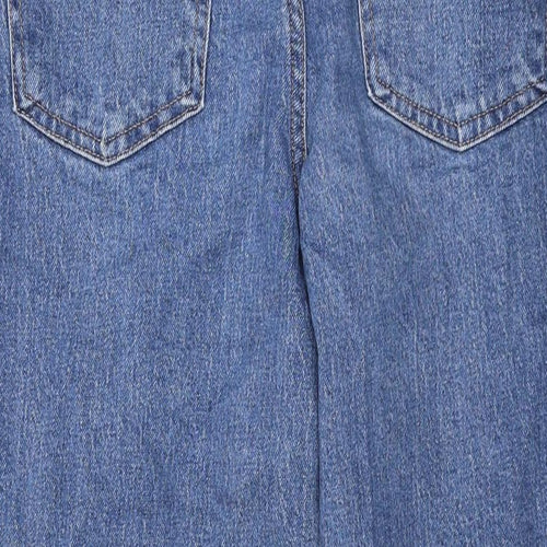 Marks and Spencer Womens Blue Cotton Wide-Leg Jeans Size 10 L29 in Regular Zip
