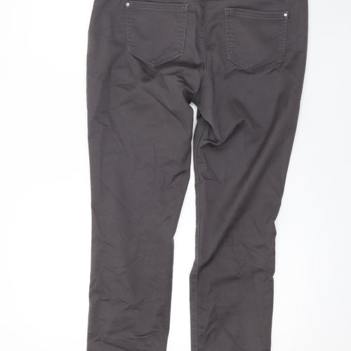 Wallis Womens Grey Cotton Straight Jeans Size 12 L27 in Regular Zip