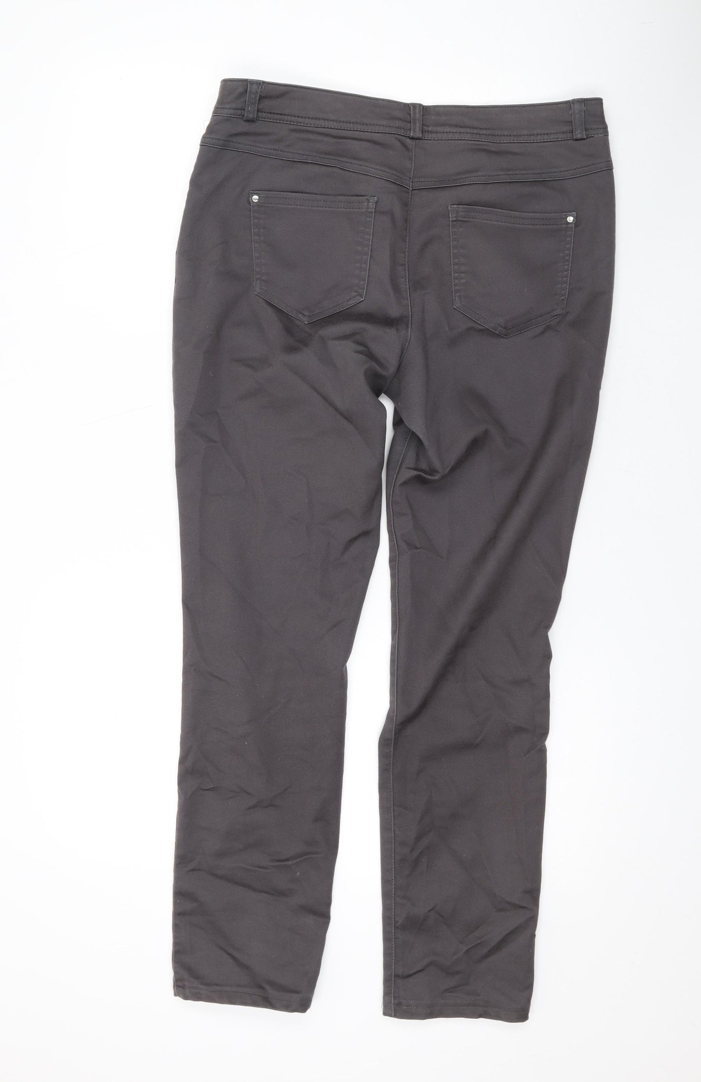 Wallis Womens Grey Cotton Straight Jeans Size 12 L27 in Regular Zip