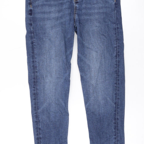 Marks and Spencer Womens Blue Cotton Straight Jeans Size 10 L24 in Regular Zip