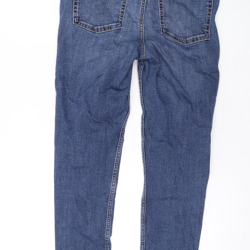 Marks and Spencer Womens Blue Cotton Straight Jeans Size 10 L24 in Regular Zip