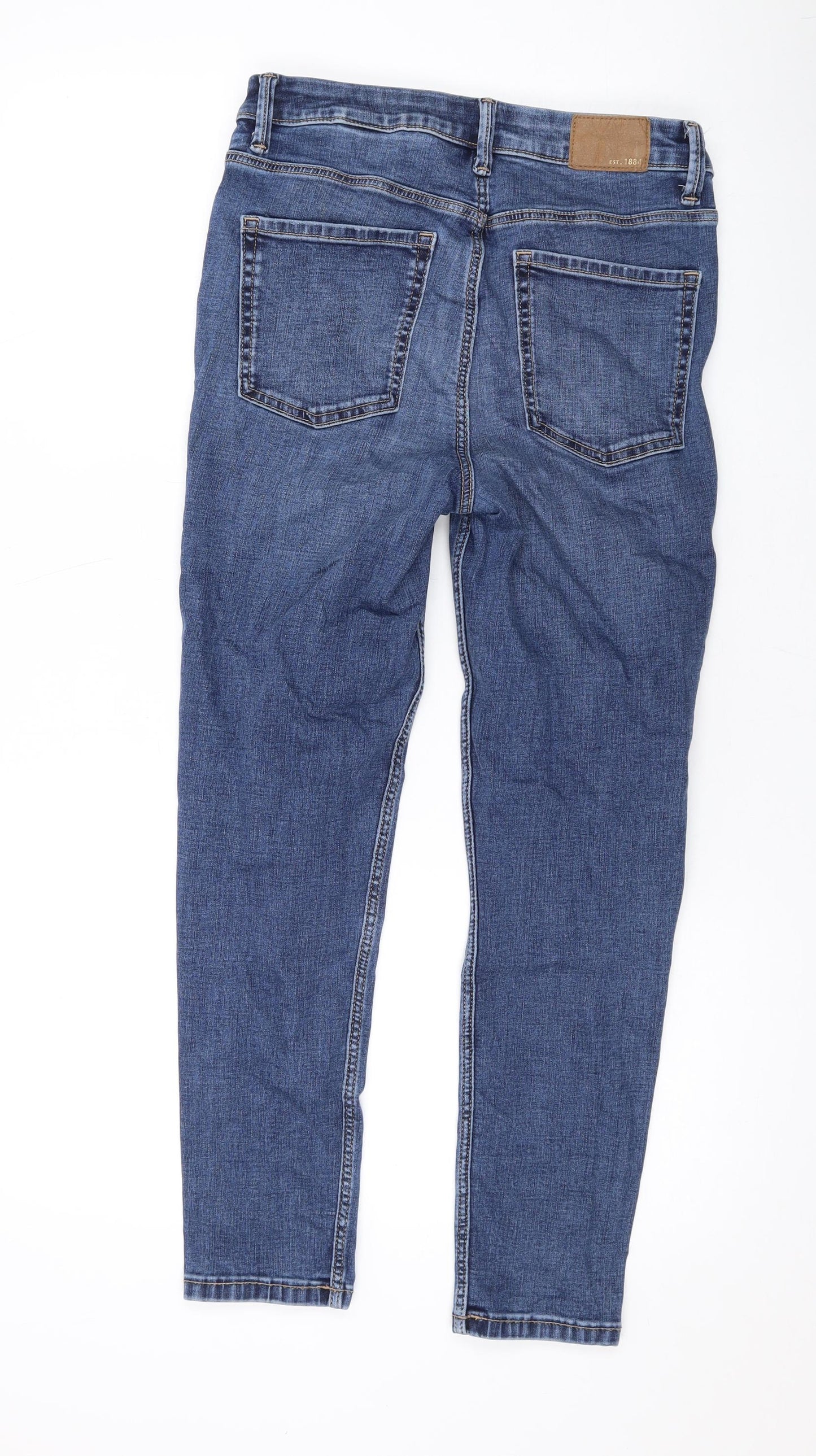 Marks and Spencer Womens Blue Cotton Straight Jeans Size 10 L24 in Regular Zip