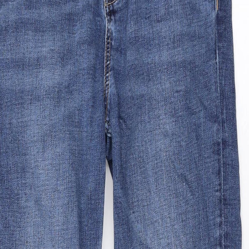 Marks and Spencer Womens Blue Cotton Straight Jeans Size 10 L24 in Regular Zip
