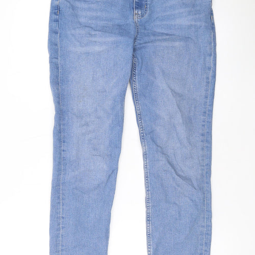 Marks and Spencer Womens Blue Cotton Straight Jeans Size 12 L28 in Regular Zip