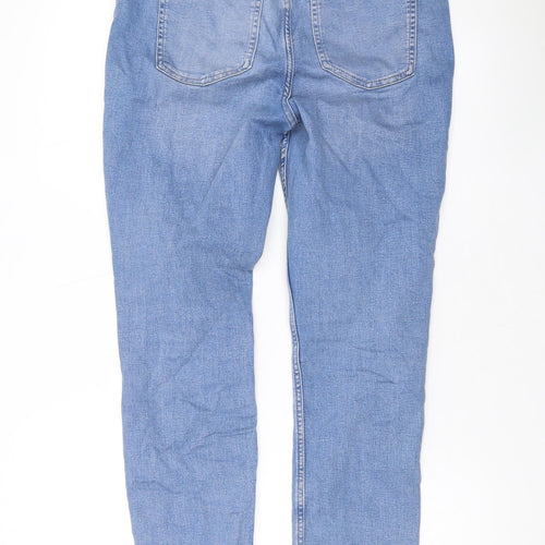 Marks and Spencer Womens Blue Cotton Straight Jeans Size 12 L28 in Regular Zip
