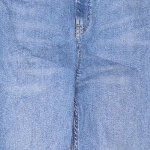 Marks and Spencer Womens Blue Cotton Straight Jeans Size 12 L28 in Regular Zip