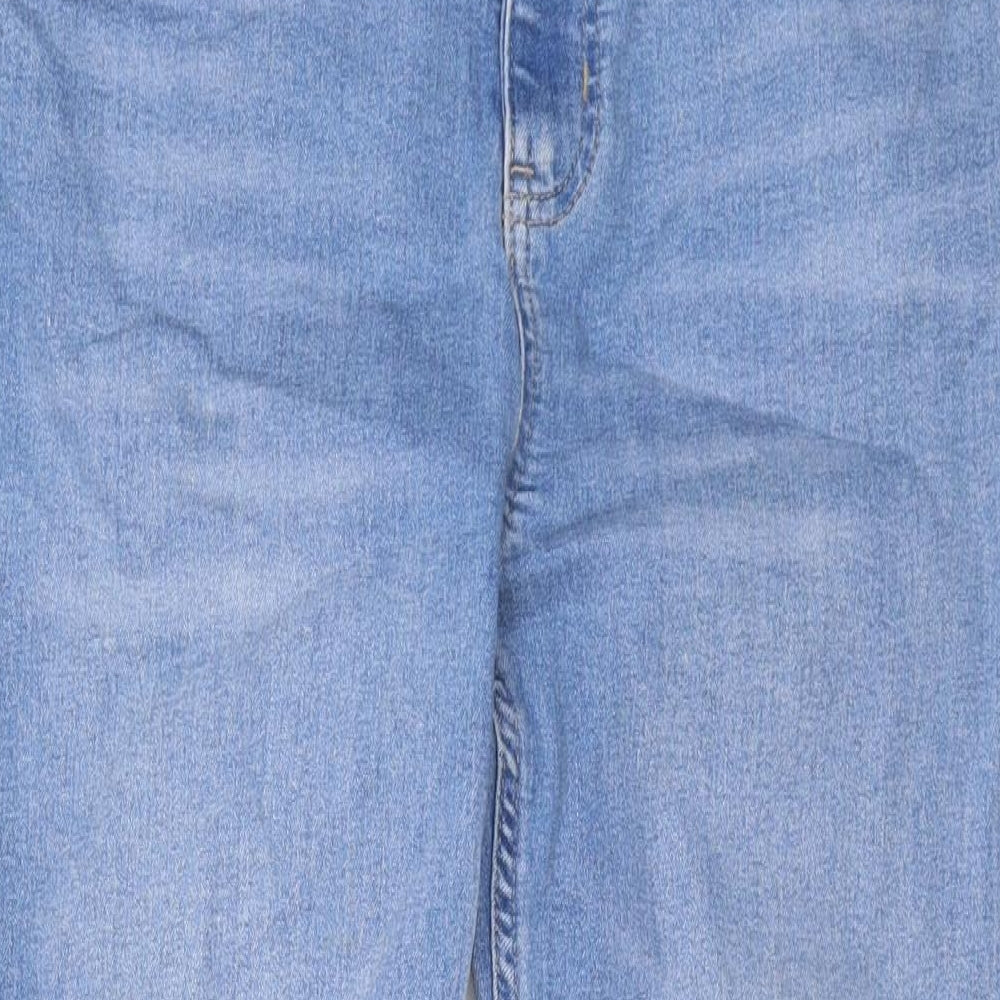 Marks and Spencer Womens Blue Cotton Straight Jeans Size 12 L28 in Regular Zip