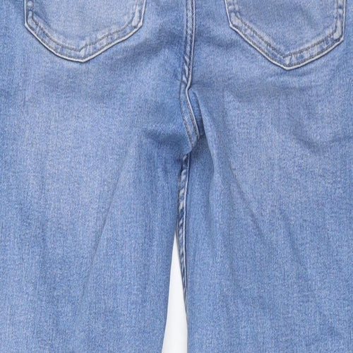 Marks and Spencer Womens Blue Cotton Straight Jeans Size 12 L28 in Regular Zip