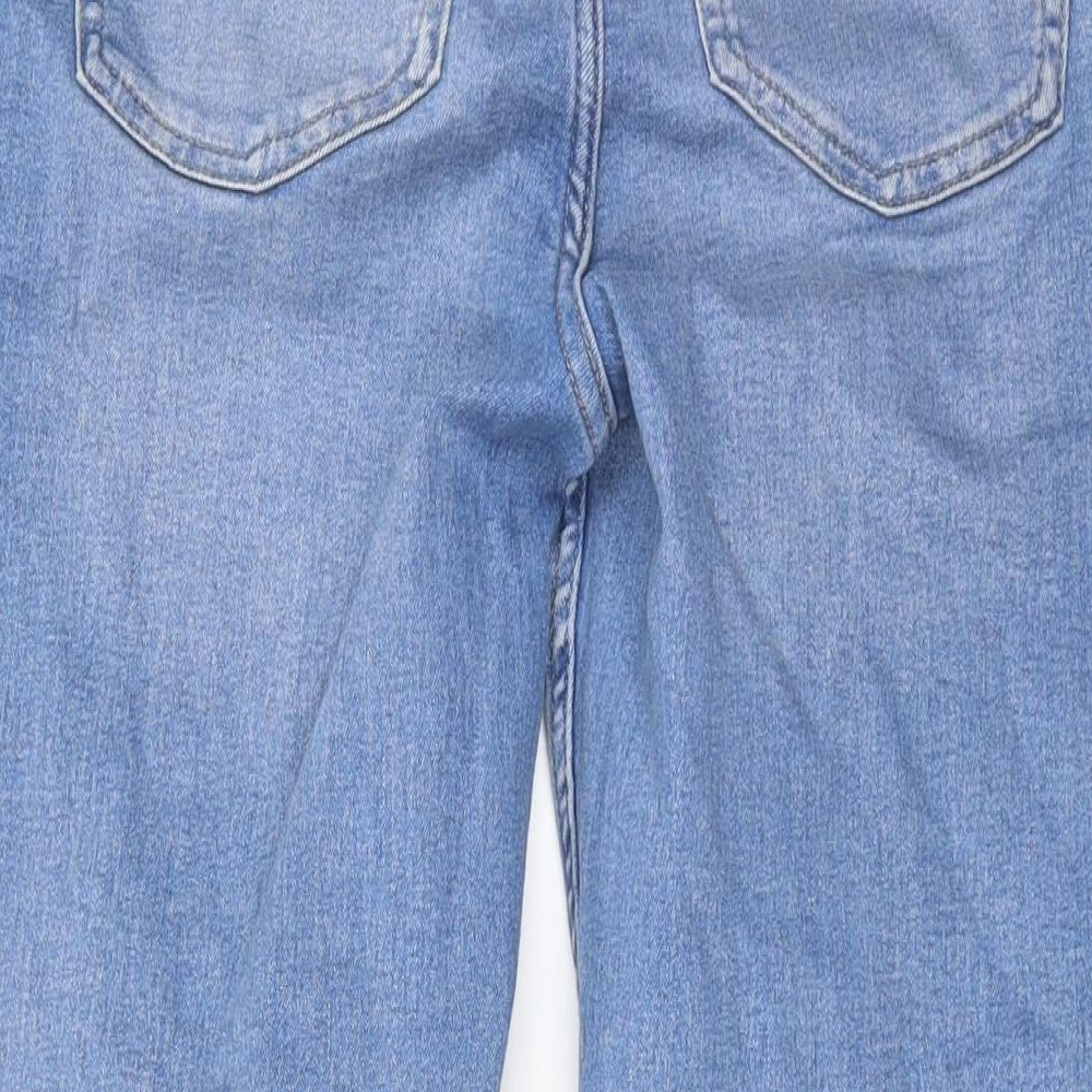 Marks and Spencer Womens Blue Cotton Straight Jeans Size 12 L28 in Regular Zip
