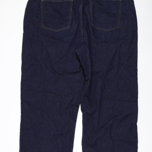 Marks and Spencer Womens Blue Cotton Wide-Leg Jeans Size 22 L27 in Regular Zip