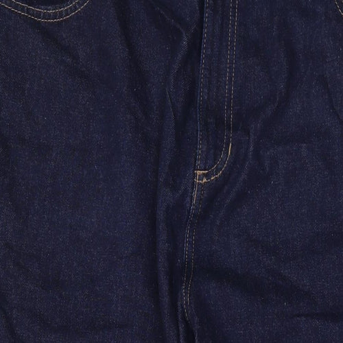 Marks and Spencer Womens Blue Cotton Wide-Leg Jeans Size 22 L27 in Regular Zip