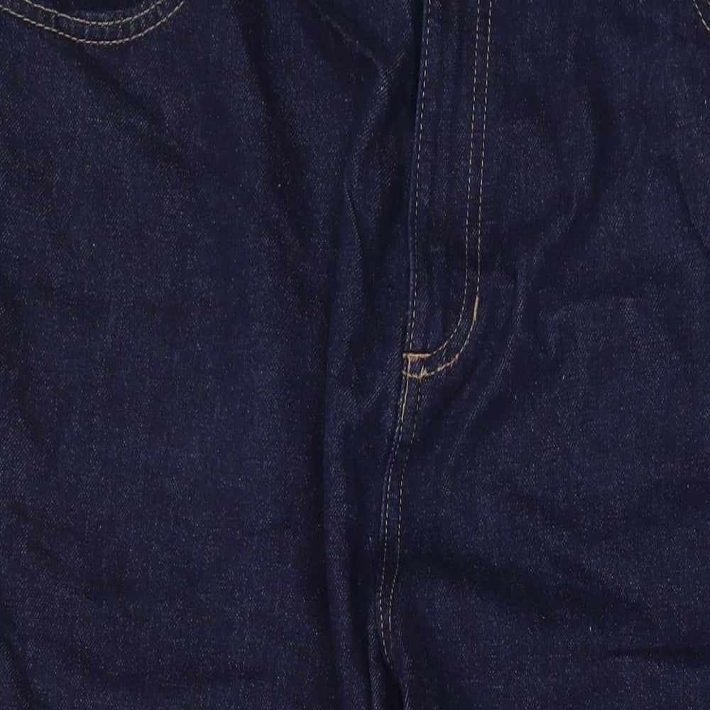 Marks and Spencer Womens Blue Cotton Wide-Leg Jeans Size 22 L27 in Regular Zip