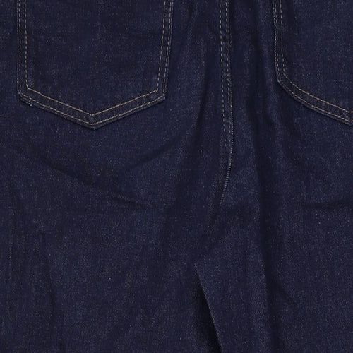 Marks and Spencer Womens Blue Cotton Wide-Leg Jeans Size 22 L27 in Regular Zip