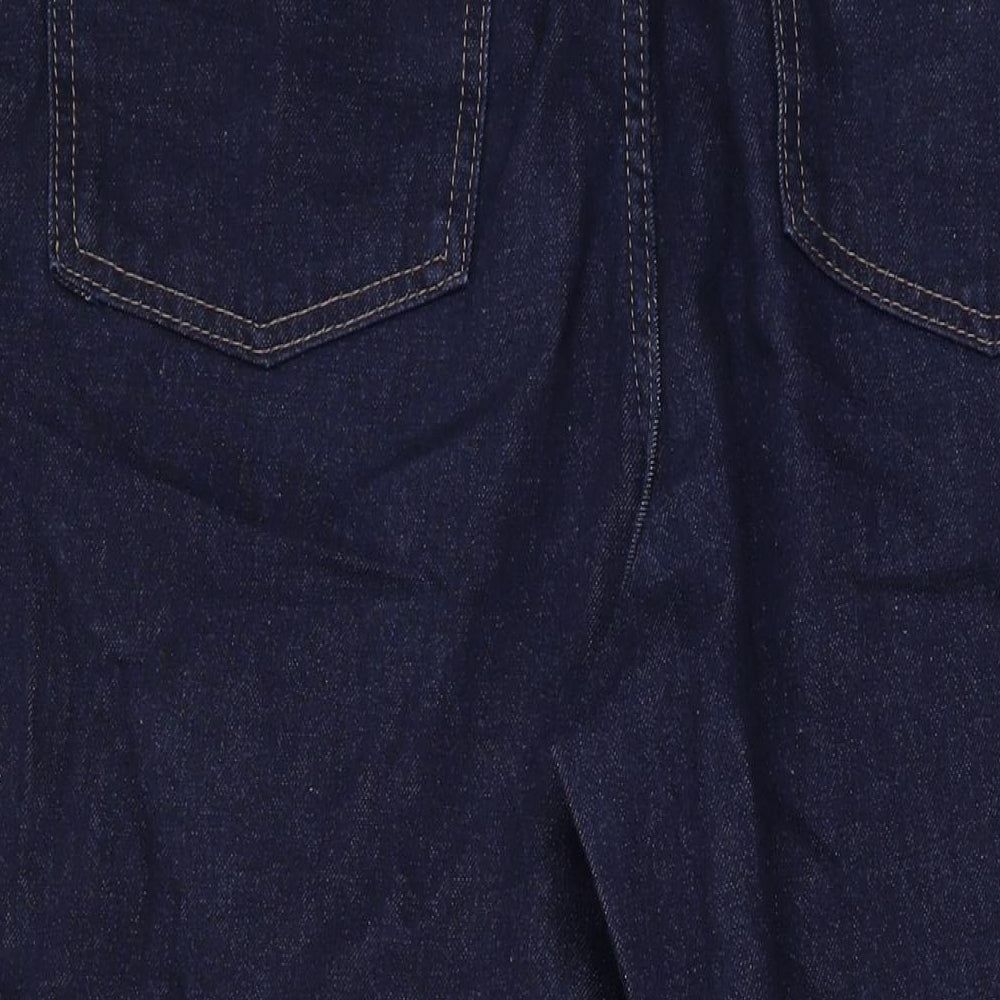 Marks and Spencer Womens Blue Cotton Wide-Leg Jeans Size 22 L27 in Regular Zip
