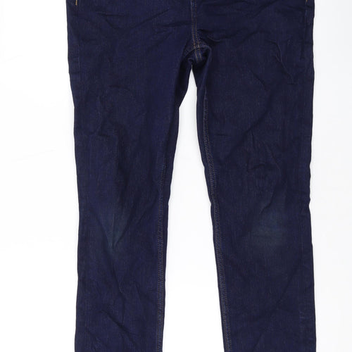 Marks and Spencer Womens Blue Cotton Straight Jeans Size 12 L27 in Regular Zip