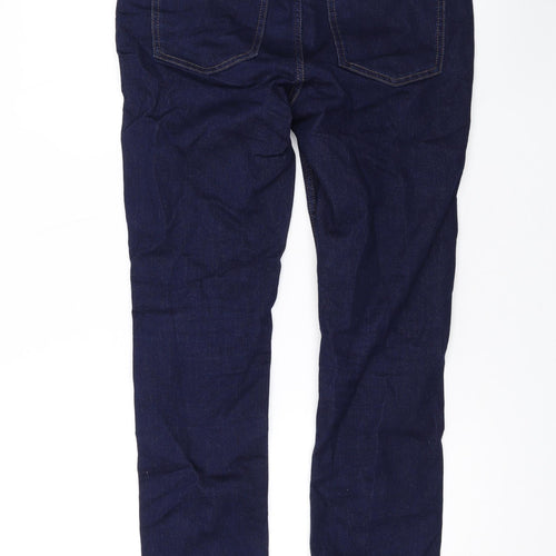 Marks and Spencer Womens Blue Cotton Straight Jeans Size 12 L27 in Regular Zip