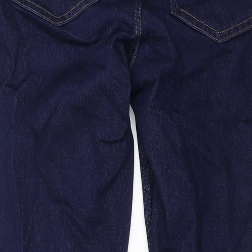 Marks and Spencer Womens Blue Cotton Straight Jeans Size 12 L27 in Regular Zip