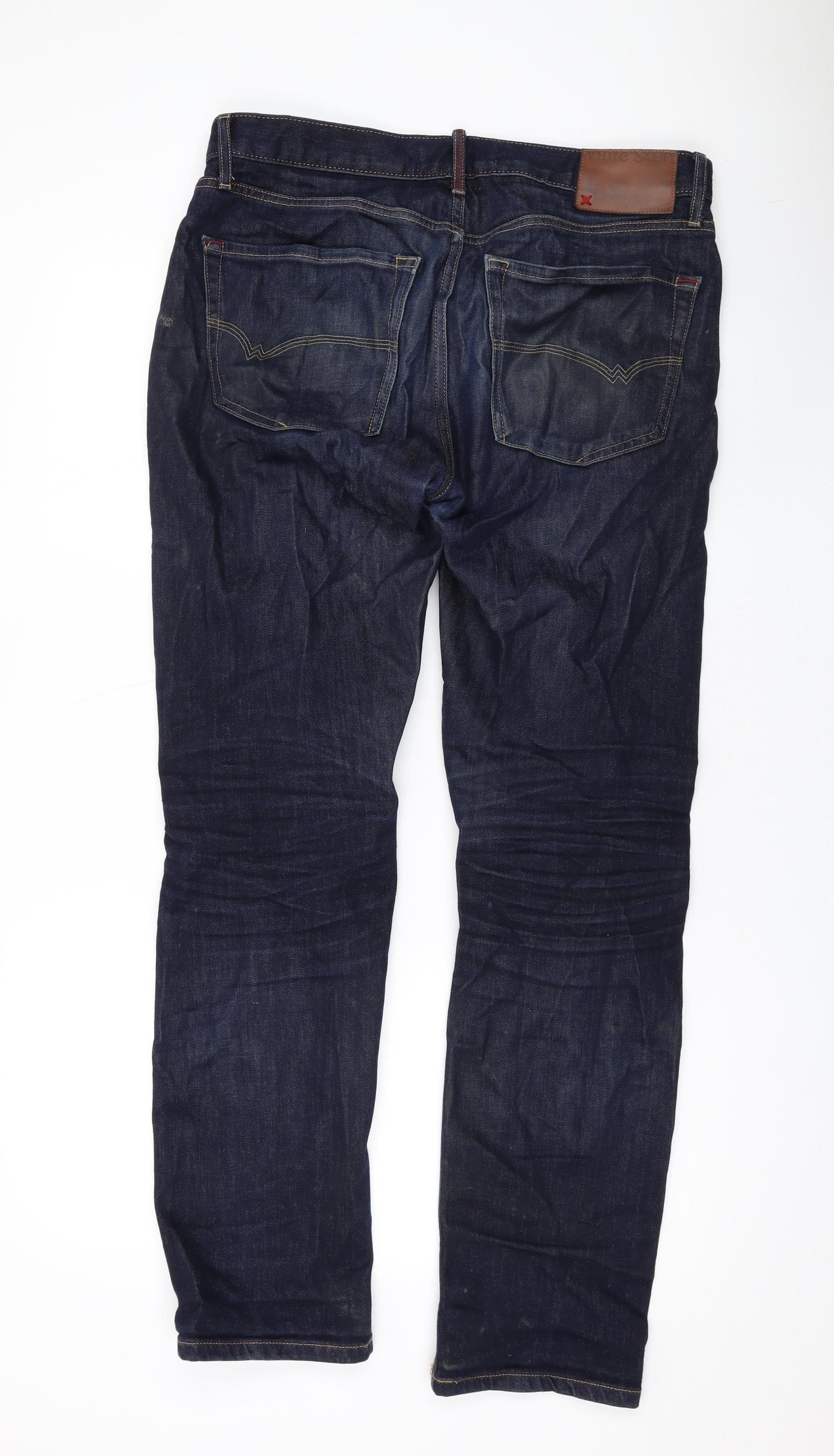 White Stuff Womens Blue Cotton Straight Jeans Size 32 in L29 in Regular Zip