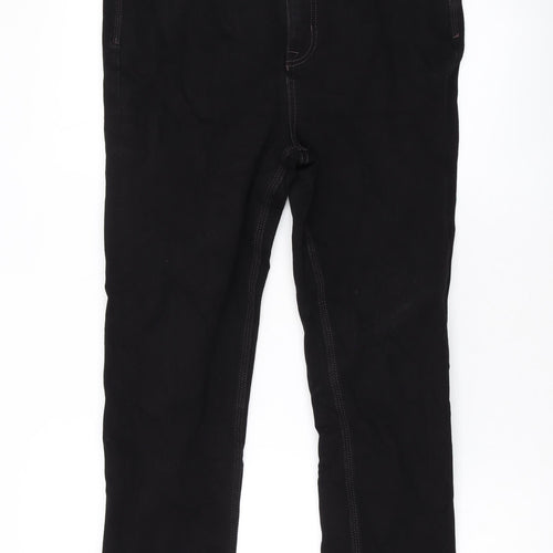 Marks and Spencer Womens Black Cotton Straight Jeans Size 14 L26 in Regular Zip