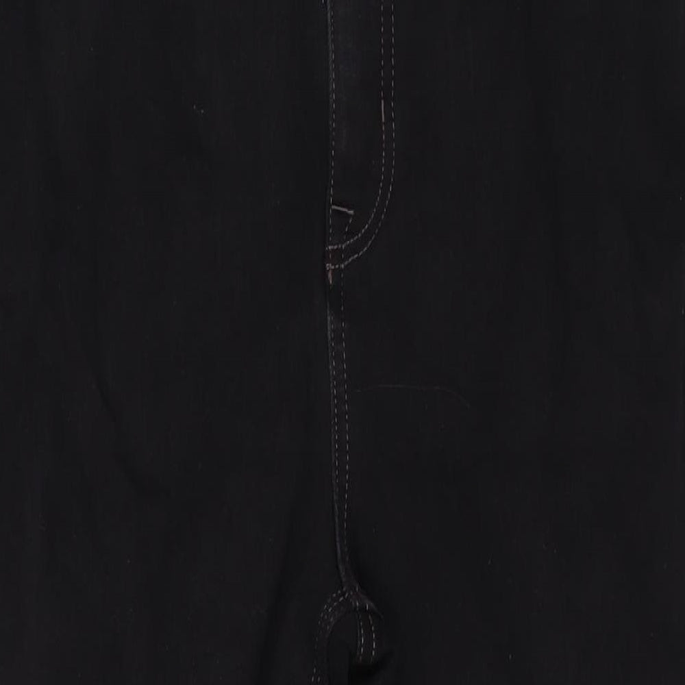 Marks and Spencer Womens Black Cotton Straight Jeans Size 14 L26 in Regular Zip