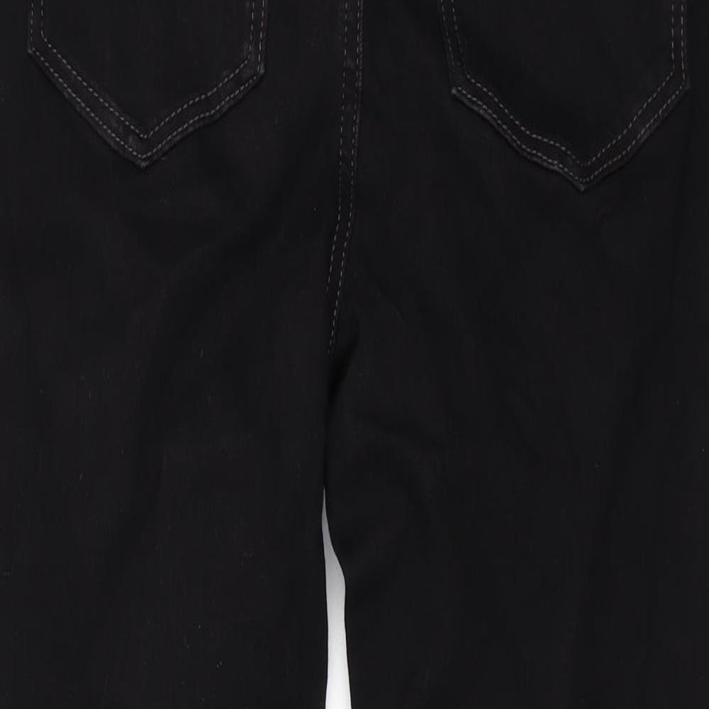 Marks and Spencer Womens Black Cotton Straight Jeans Size 14 L26 in Regular Zip