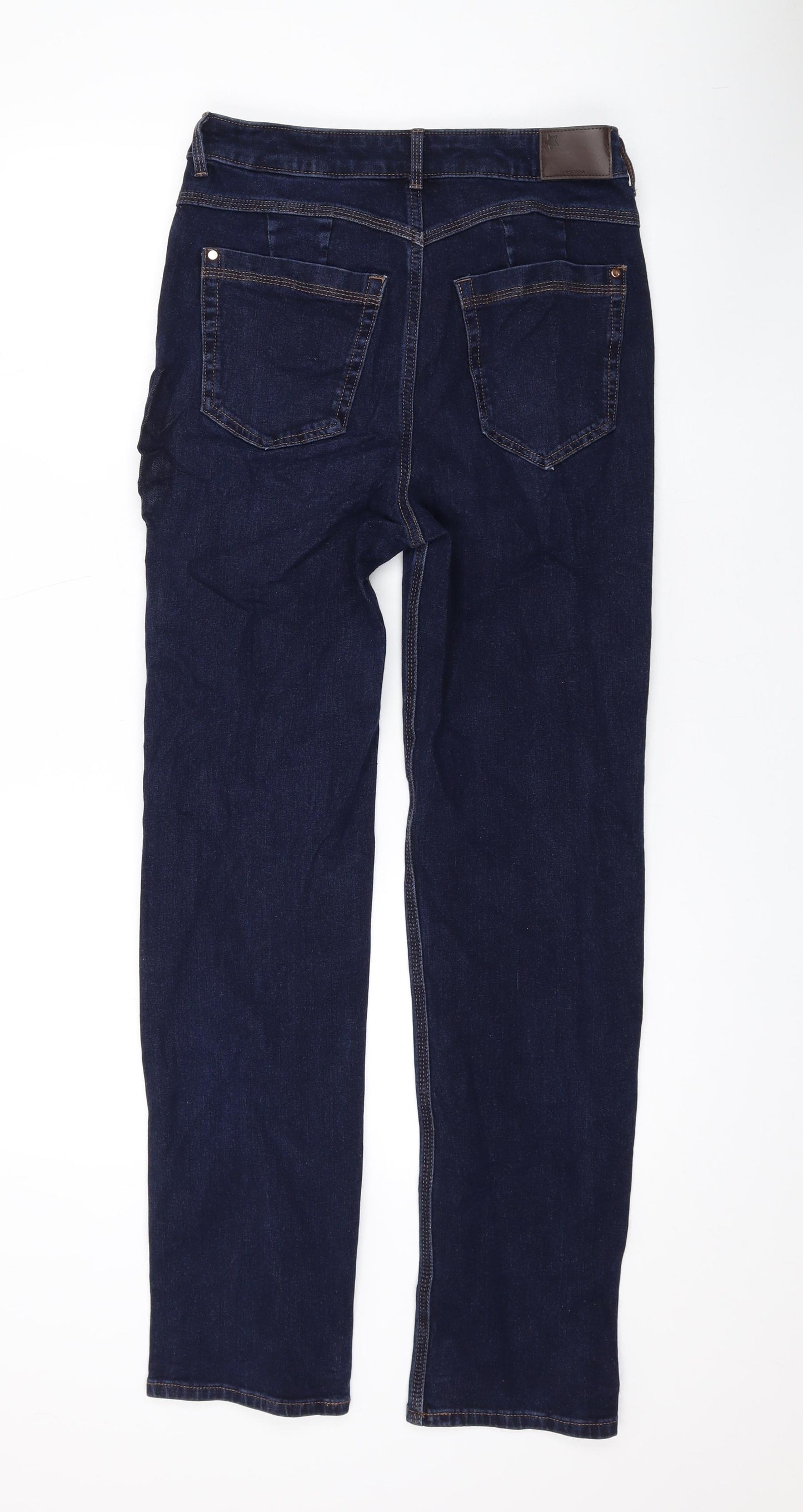 Marks and Spencer Womens Blue Cotton Straight Jeans Size 12 L29 in Regular Zip