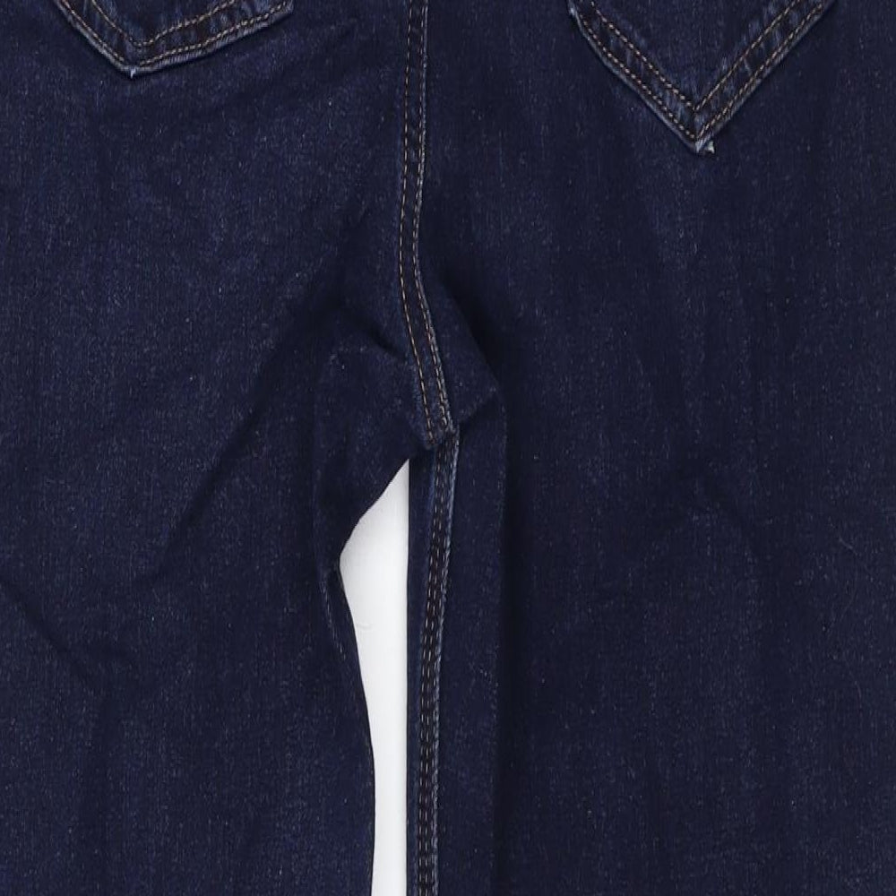 Marks and Spencer Womens Blue Cotton Straight Jeans Size 12 L29 in Regular Zip