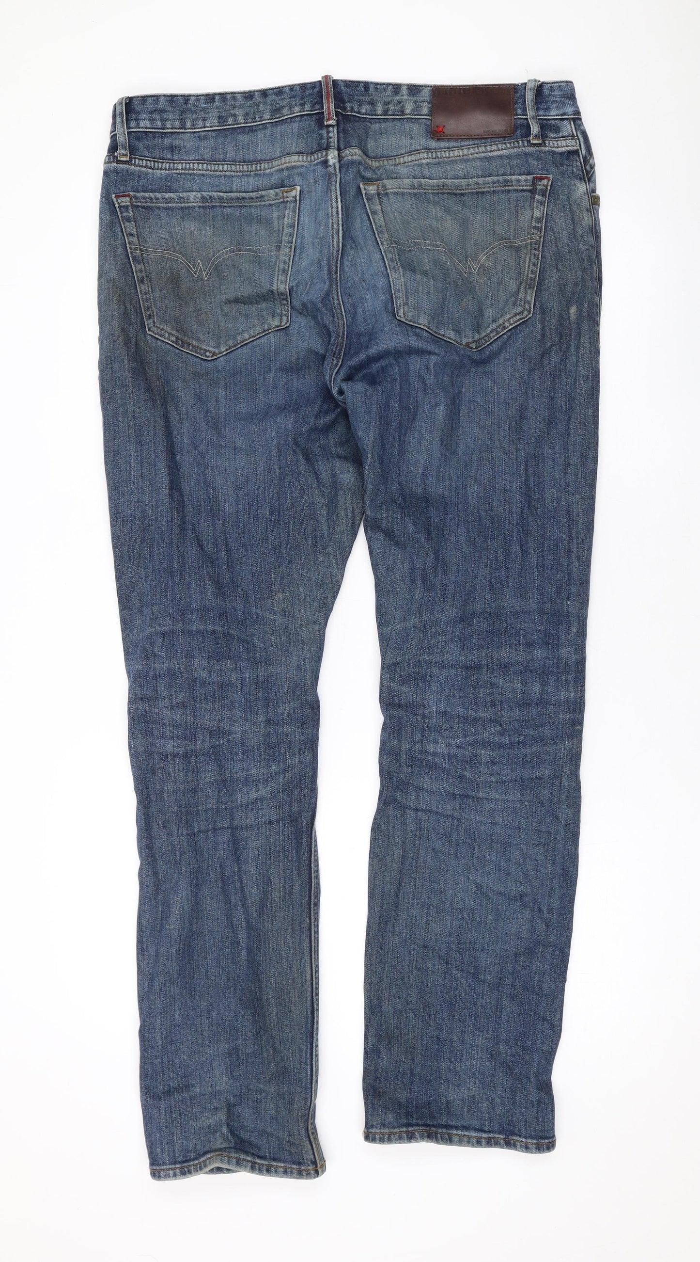 White Stuff Mens Blue Cotton Straight Jeans Size 34 in L30 in Regular Zip