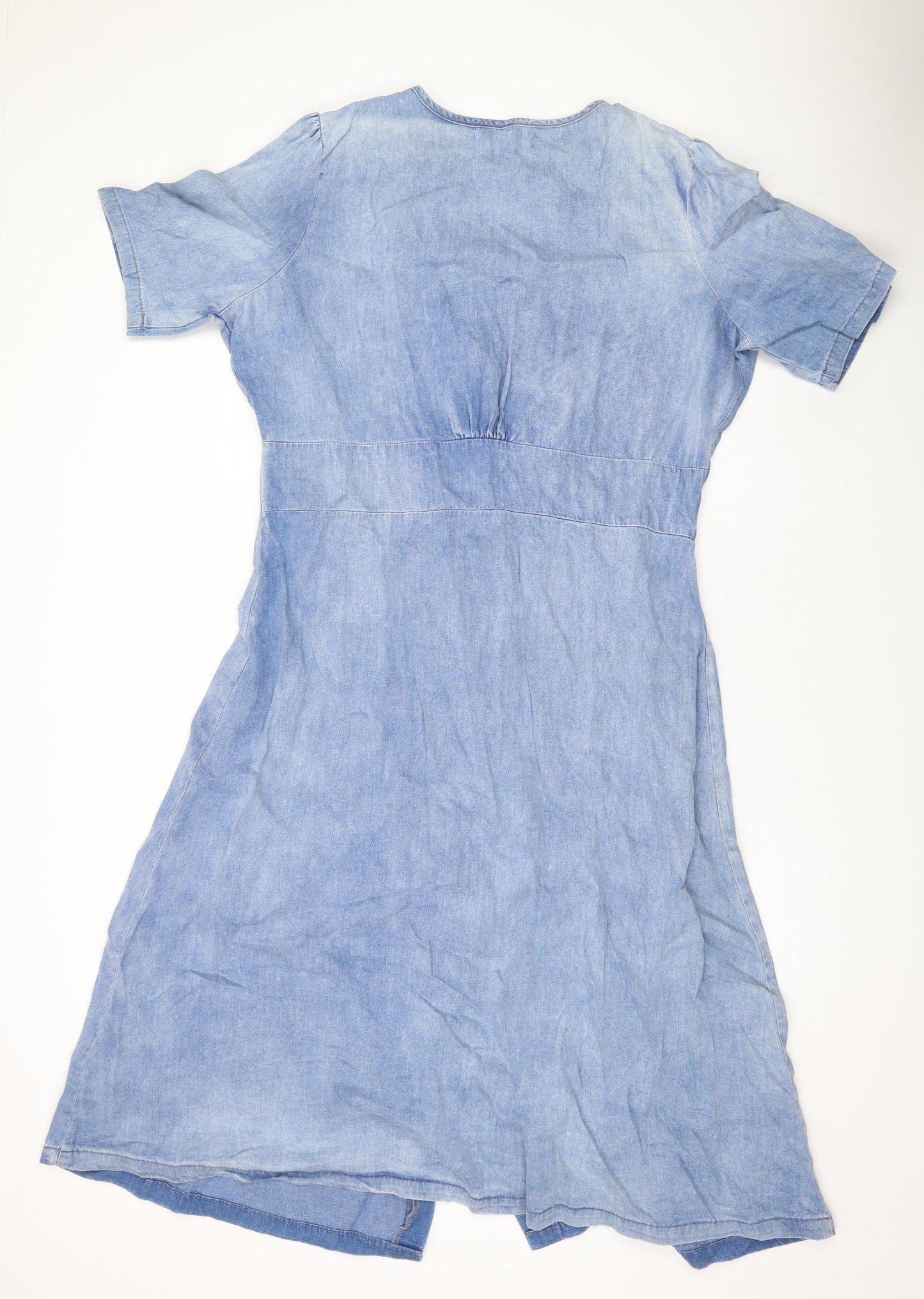 Nobody's Child Womens Blue Cotton A-Line Size 16 V-Neck Button