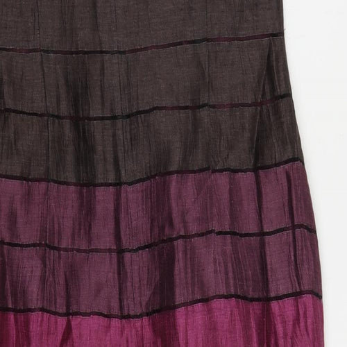Precis Petite Womens Purple Striped Linen Pencil Dress Size 10 Boat Neck Zip - Lined