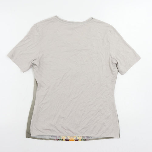 Gerry Weber Womens Grey Floral Polyester Basic T-Shirt Size 10 Round Neck