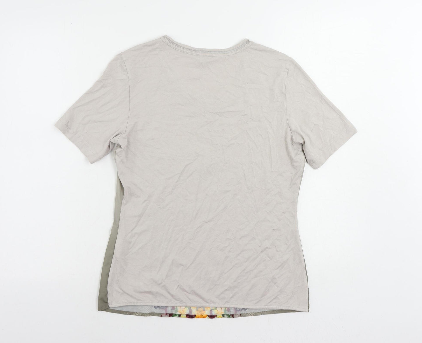 Gerry Weber Womens Grey Floral Polyester Basic T-Shirt Size 10 Round Neck
