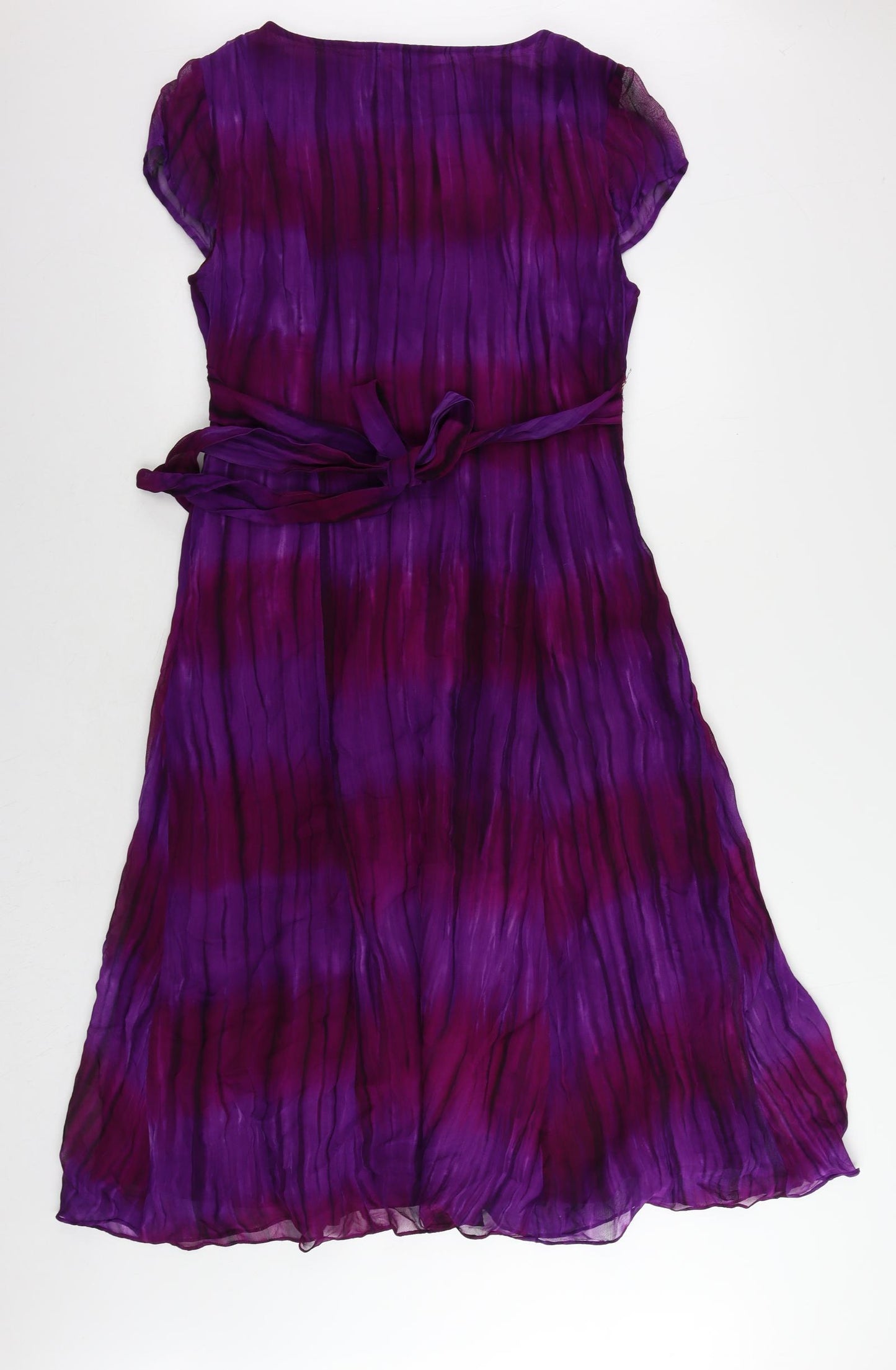 Per Una Womens Purple Geometric Viscose A-Line Size 14 V-Neck Zip - Sequin