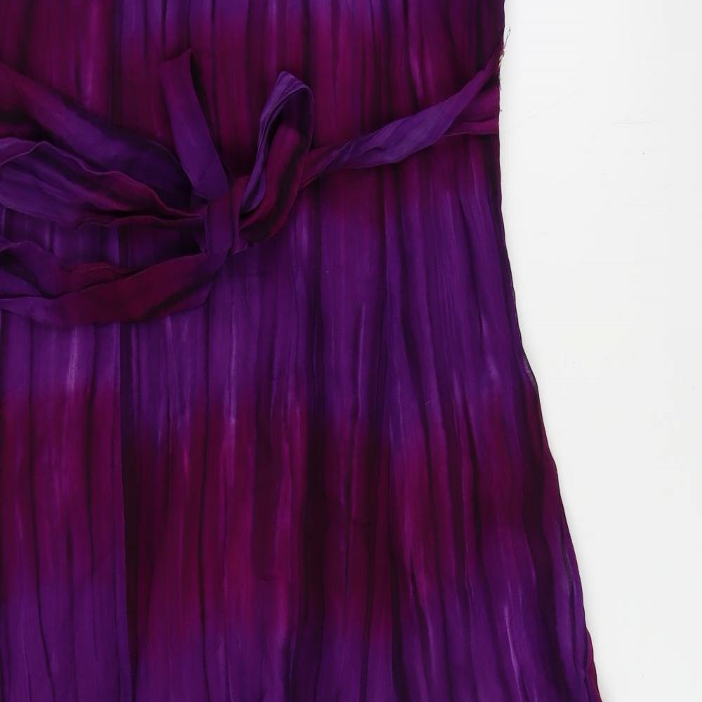 Per Una Womens Purple Geometric Viscose A-Line Size 14 V-Neck Zip - Sequin