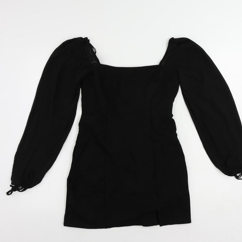 FOREVER 21 Womens Black Polyester Mini Size M Square Neck Zip