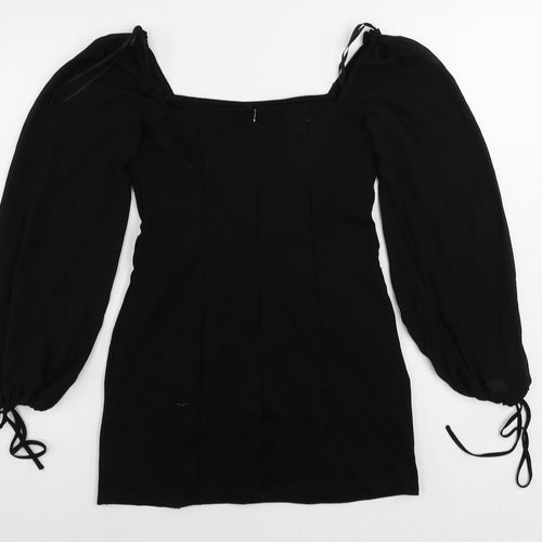 FOREVER 21 Womens Black Polyester Mini Size M Square Neck Zip