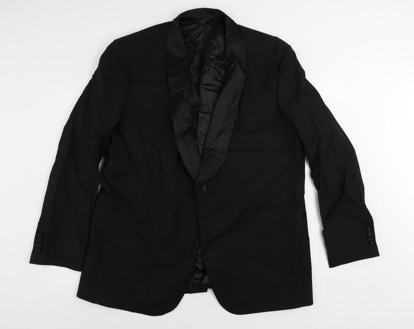 Marks and Spencer Mens Black Wool Tuxedo Suit Jacket Size 46 Regular