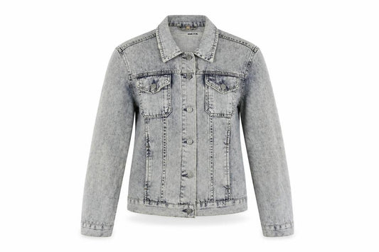 Front view of Topshop women’s blue jacket, size UK 10, button