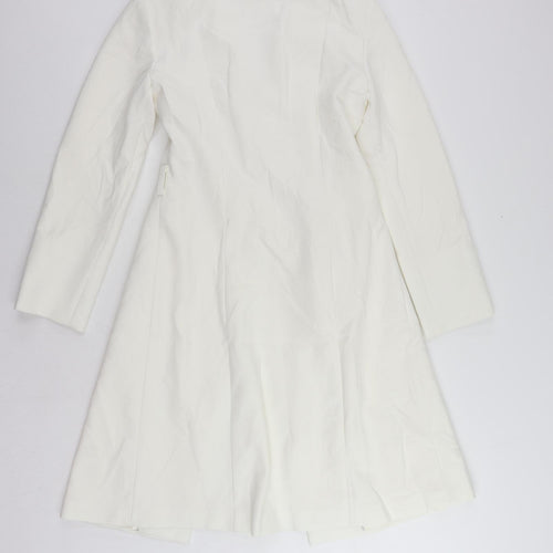 Marks and Spencer Womens White Overcoat Coat Size 8 Snap