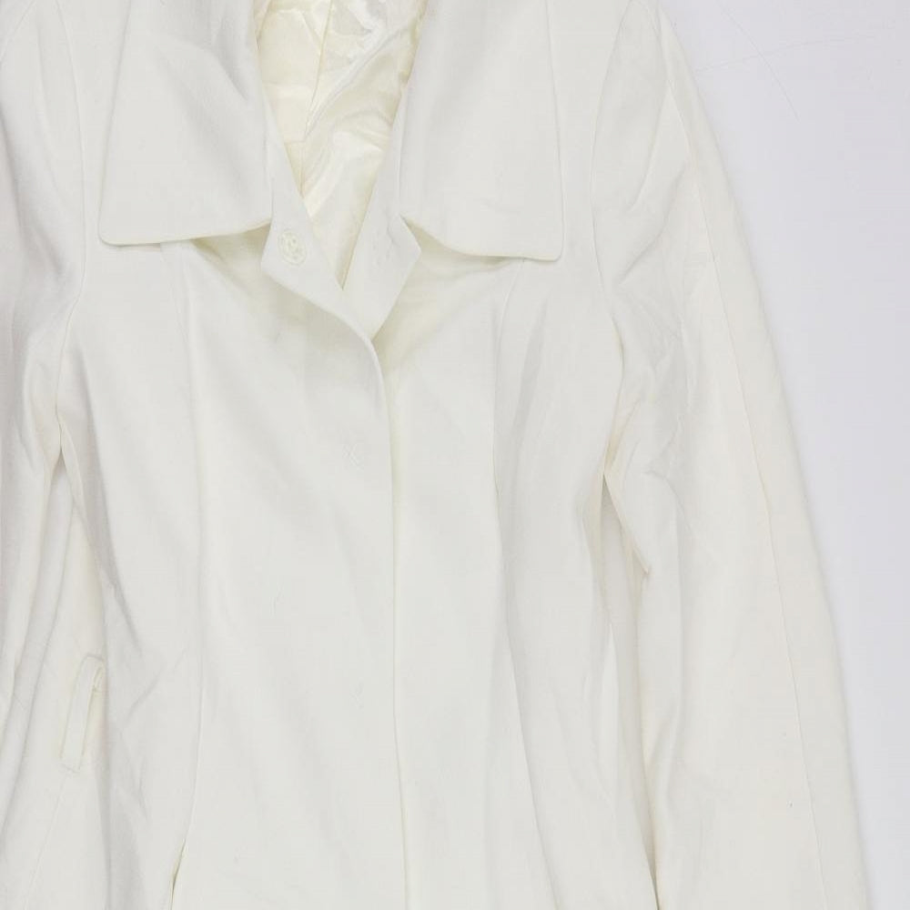 Marks and Spencer Womens White Overcoat Coat Size 8 Snap