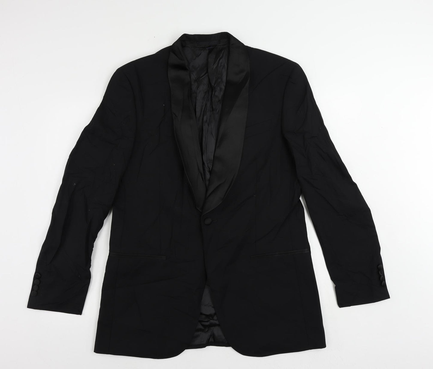 Marks and Spencer Mens Black Wool Tuxedo Suit Jacket Size 40 Regular