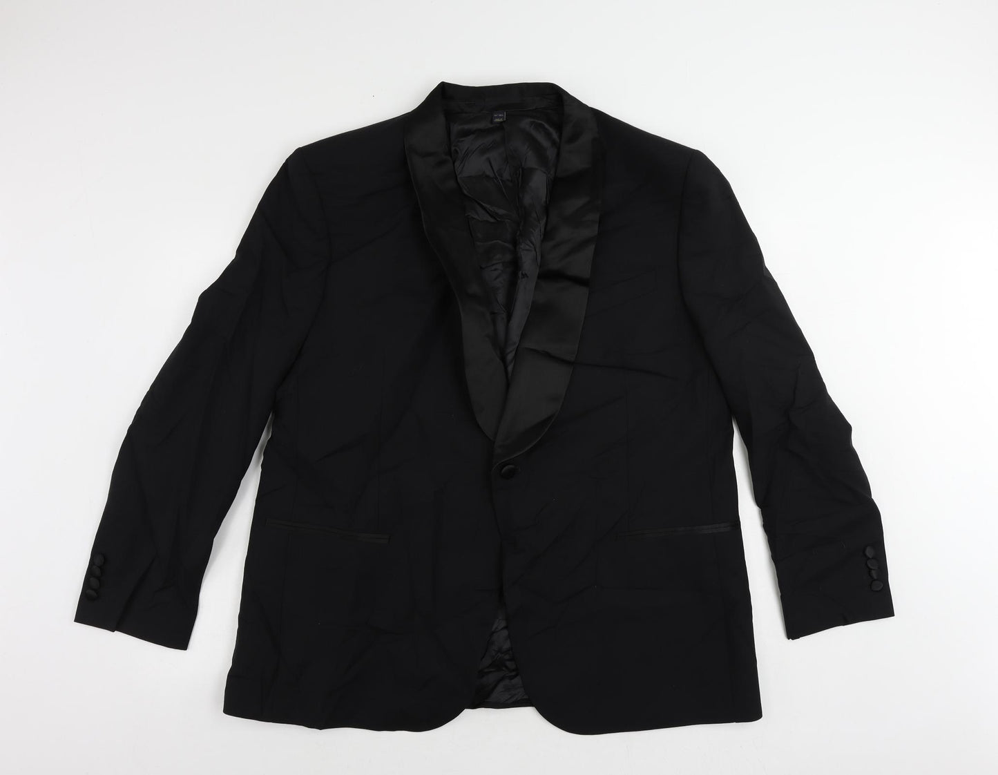 Marks and Spencer Mens Black Wool Tuxedo Suit Jacket Size 46 Regular