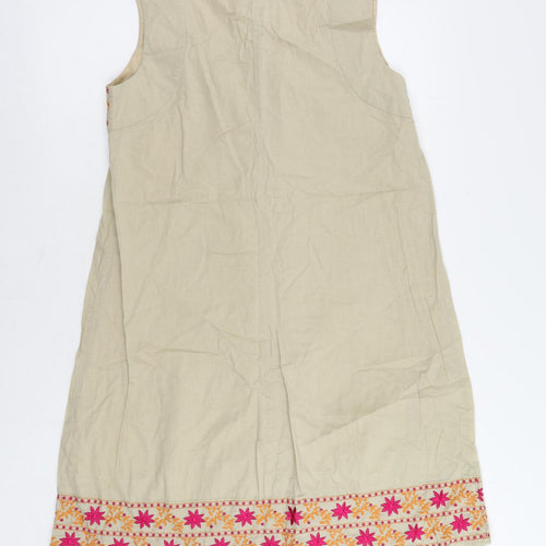 Calypso St. Barth Womens Beige Cotton Shift Size M Boat Neck Pullover - Embroidered