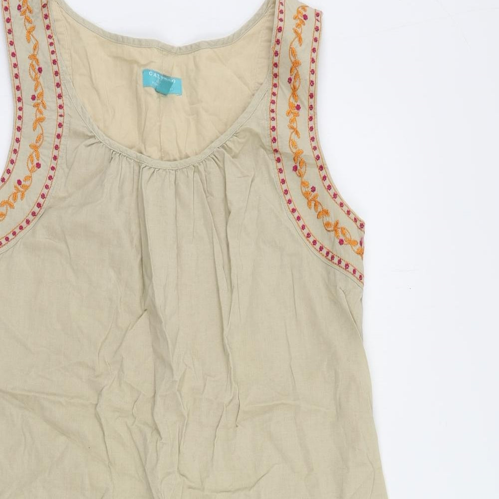 Calypso St. Barth Womens Beige Cotton Shift Size M Boat Neck Pullover - Embroidered