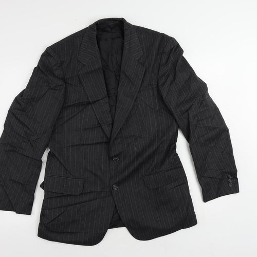 St Michael Mens Grey Striped Wool Jacket Suit Jacket Size 38 Regular