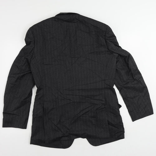 St Michael Mens Grey Striped Wool Jacket Suit Jacket Size 38 Regular